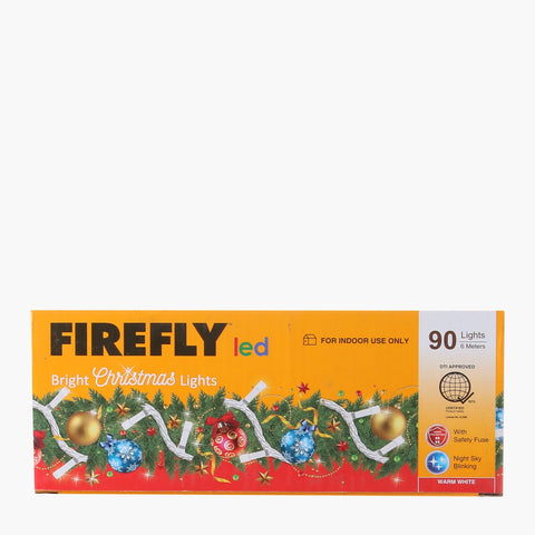Firefly LED Bright Christmas Blinking Lights 90LED 6m - Warm White