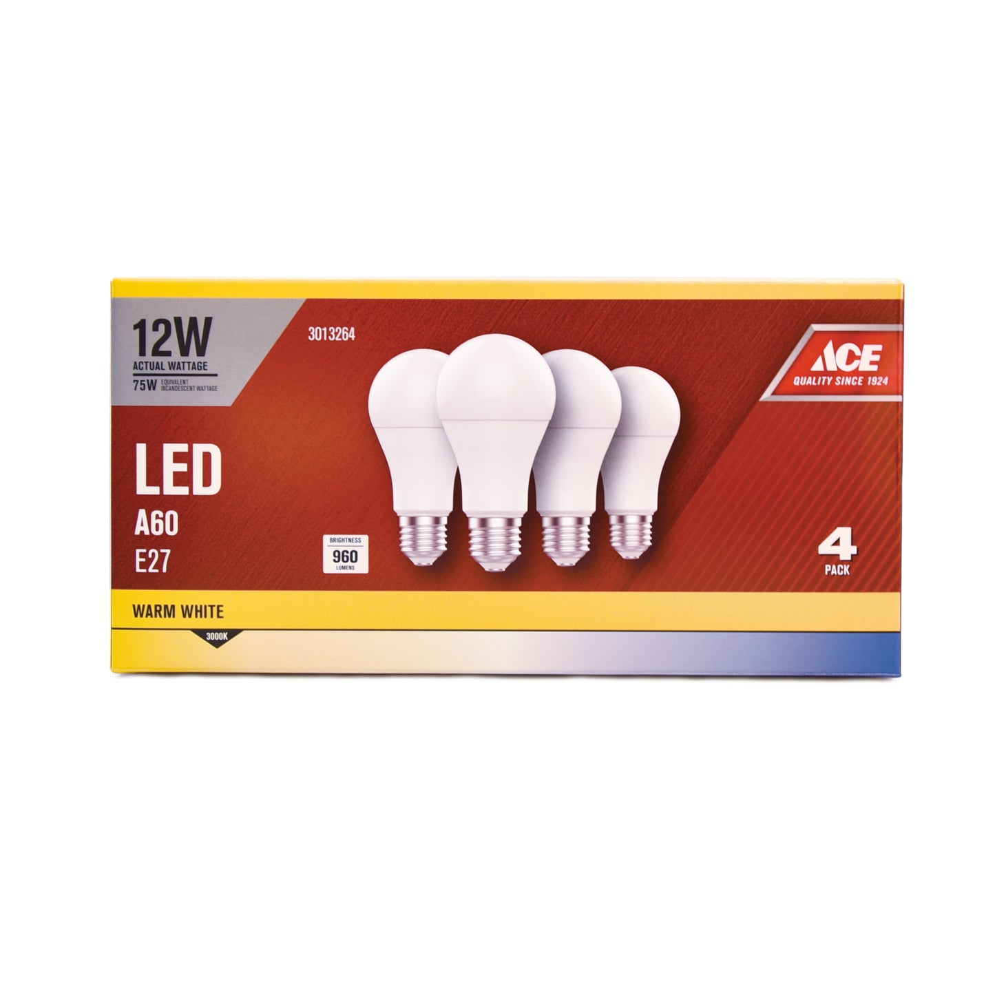 ACE LED Bulb A60 12W E27 3000K Warm White 4-Pack