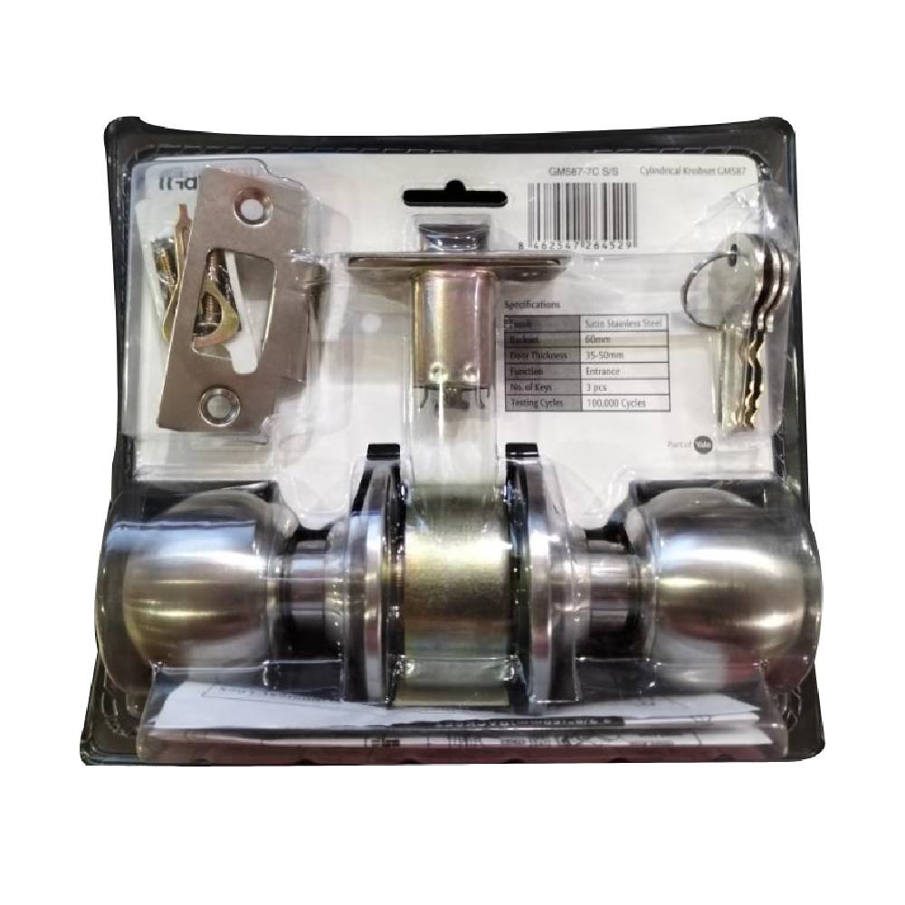 Gateman Knob Set Cylindrical Entrance Satin