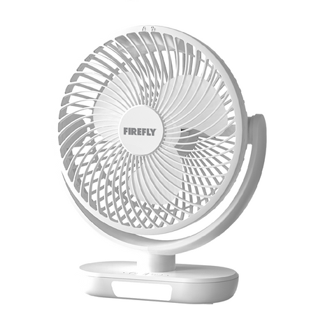 Firefly Rechargeable Fan with Night Light FEL-6114 6''inch- White