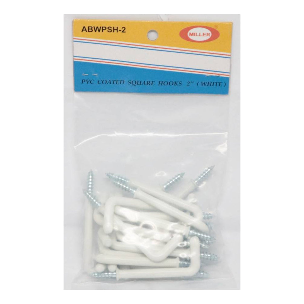 Miller PVC Coated SQ Hooks 2" - White