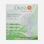 Omni Rechargeable Desk Fan 14in. with LED Light