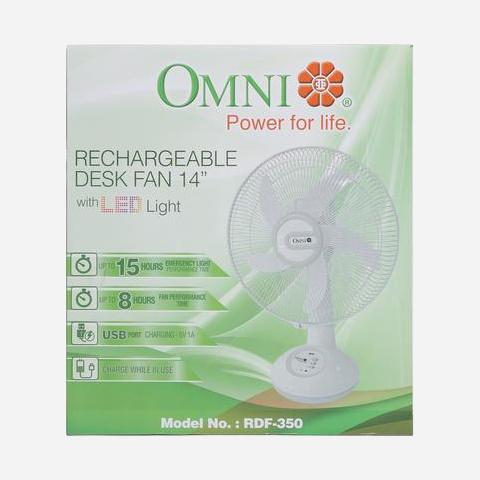 Omni Rechargeable Desk Fan 14in. with LED Light AHPI
