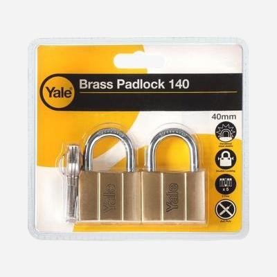 Yale 40mm Brass Padlocks w/ 3 Keys (2-Pack)